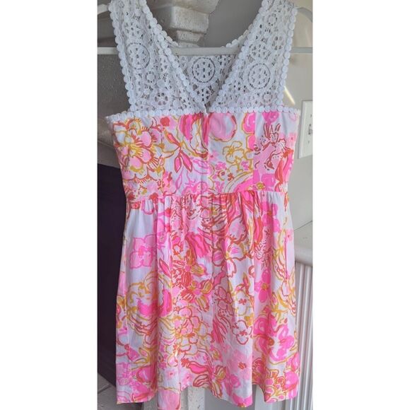 Lilly Pulitzer Reagan Dress Pink White Floral Rear Zip Sz 0 Style 20143 - Picture 10 of 15